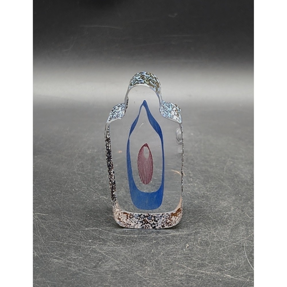 Kosta Boda Swedish Art Glass Sculpture Signed Blue Red Teardrop 99315 As Is